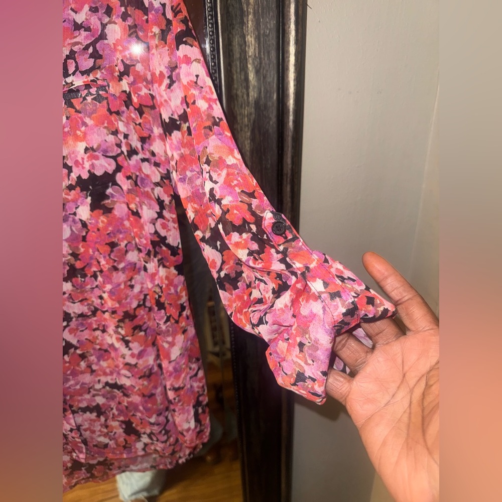 NWT Kut from the Kloth Vibrant Pink and Purple Floral Blouse - Picture 5 of 8